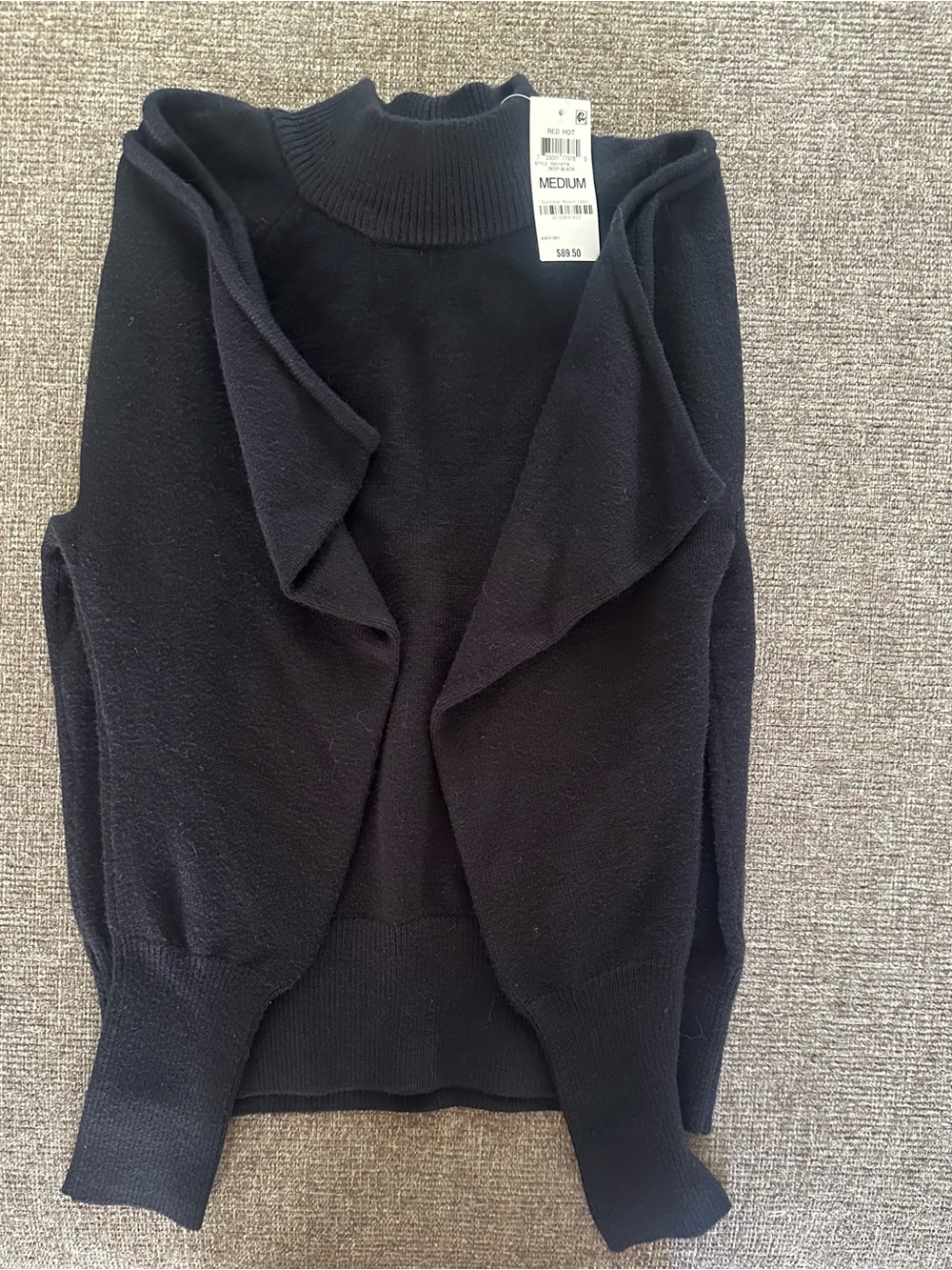 INC International Concepts Black Cold-Shoulder Knit Sweater